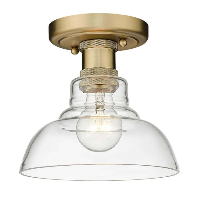 Golden Lighting 0305-FM BCB-CLR Carver 1 Light 8 inch Flush Mount in Brushed Champagne Bronze with Clear Glass