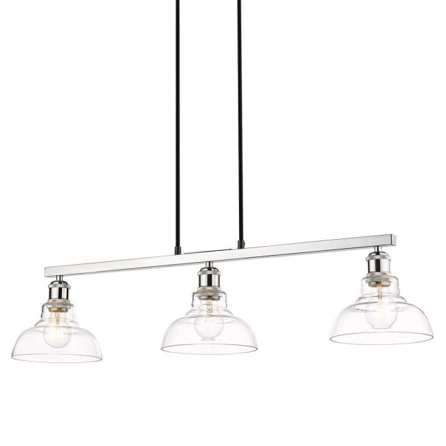 Golden Lighting 0305-LP CH-CLR Carver 3 Light 36 inch Linear Light in Chrome with Clear Glass