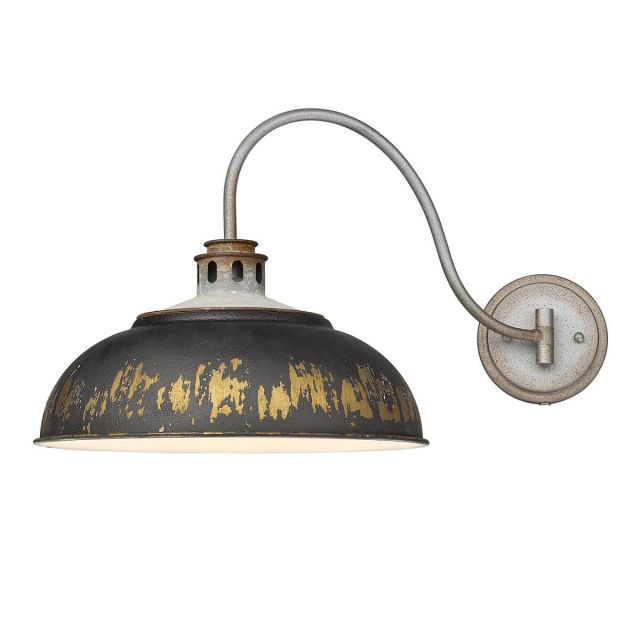 Golden Lighting 0865-A1W AGV-ABI Kinsley 1 Light 13 inch Tall Articulating Wall Sconce in Aged Galvanized Steel with Antique Black Iron Shade