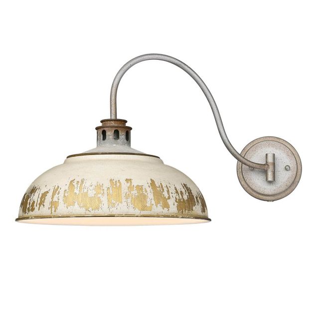 Golden Lighting 0865-A1W AGV-AI Kinsley 1 Light 13 inch Tall Articulating Wall Sconce in Aged Galvanized Steel with Antique Ivory Shade