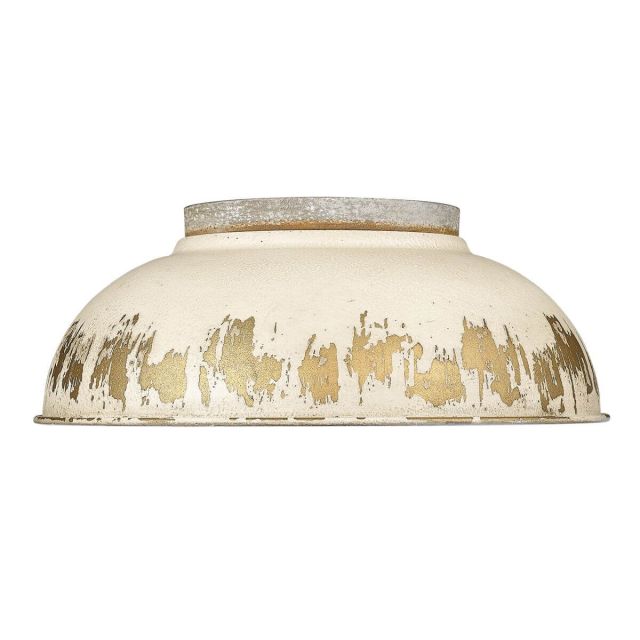 Golden Lighting 0865-FM AGV-AI Kinsley 2 Light 14 inch Flush Mount in Aged Galvanized Steel with Antique Ivory Shade