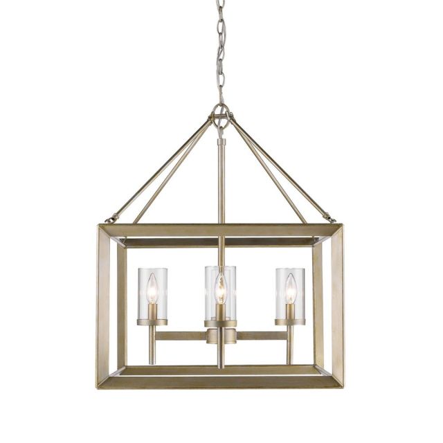 Golden Lighting Smyth 4 Light 21 Inch Chandelier In White Gold with Clear Glass 2073-4 WG-CLR