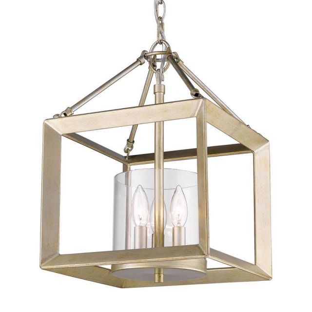 Golden Lighting Smyth 3 Light 12 Inch Chandelier in White Gold with Clear Glass 2073-M3 WG-CLR