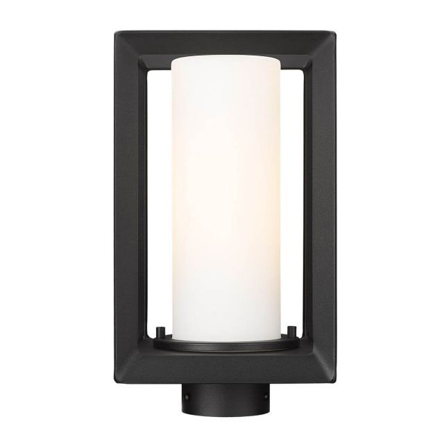 Golden Lighting Smyth 1 Light 13 inch Tall Outdoor Post Mount in Natural Black with Opal Glass Shade 2073-OPST NB-OP