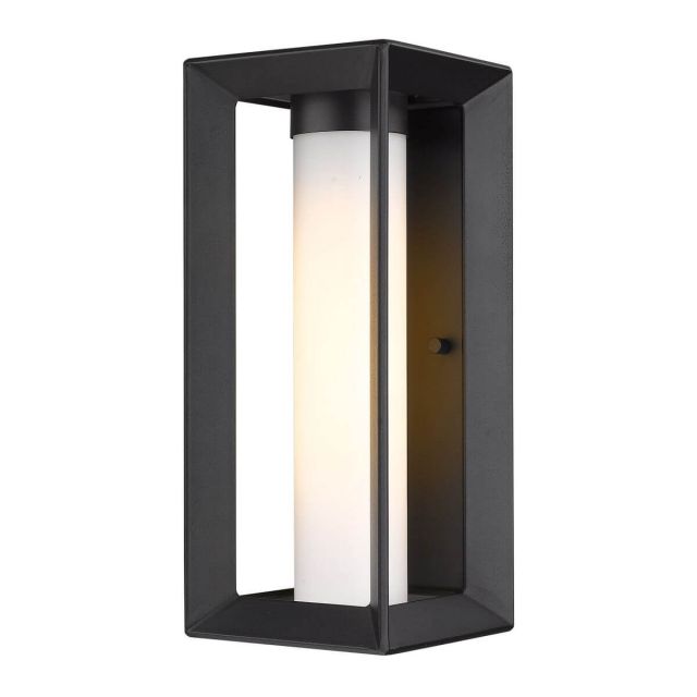 Golden Lighting Smyth 1 Light 14 inch Tall Outdoor Medium Wall Light in Natural Black with Opal Glass 2073-OWM NB-OP