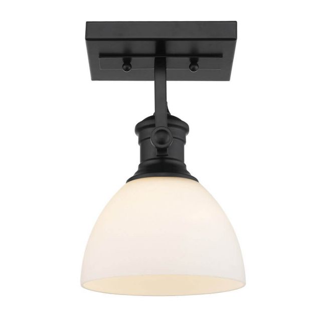 Golden Lighting 3118-1SF BLK-OP Hines 1 Light 7 inch Semi-Flush Mount Convertible to Wall Mount in Matte Black with Opal Glass