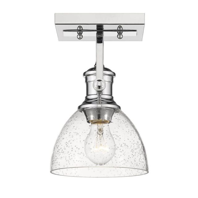 Golden Lighting 3118-1SF CH-SD Hines 1 Light 7 inch Semi-Flush Mount Convertible to Wall Mount in Chrome with Seeded Glass