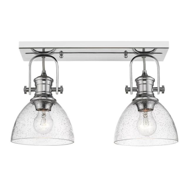 Golden Lighting Hines 2 Light 18 Inch Semi-Flush Mount Convertible to Wall Mount in Chrome with Seeded Glass 3118-2SF CH-SD
