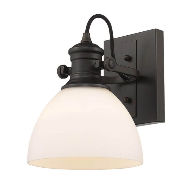 Golden Lighting Hines 1 Light 7 inch Bath Vanity Light Convertible to Ceiling Mount in Rubbed Bronze with Opal Glass 3118-BA1 RBZ-OP