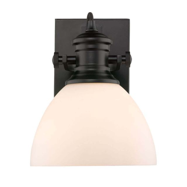Golden Lighting 3118-BA1 BLK-OP Hines 1 Light 7 inch Bath Vanity Light Convertible to Ceiling Mount In Black With Opal Glass