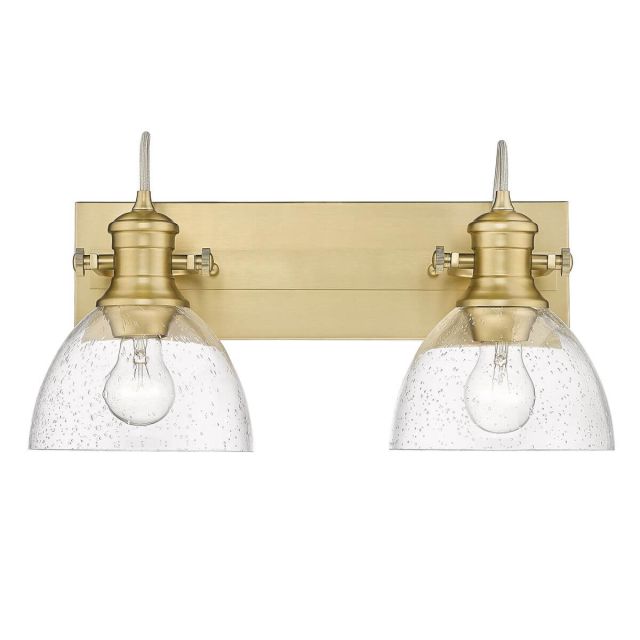 Golden Lighting 3118-BA2 BCB-SD Hines 2 Light 18 inch Bath Vanity Light Convertible to Ceiling Mount in Brushed Champagne Bronze with Seeded Glass Shades