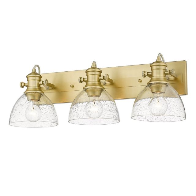 Golden Lighting 3118-BA3 BCB-SD Hines 3 Light 25 inch Bath Vanity Light Convertible to Ceiling Mount in Brushed Champagne Bronze with Seeded Glass