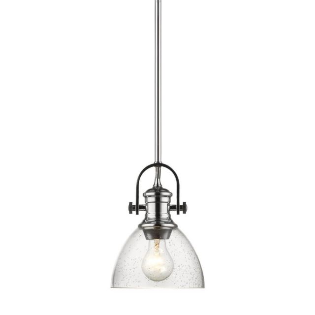 Golden Lighting Hines 1 Light 7 inch Pendant In Chrome With Seeded Glass 3118-M1L CH-SD
