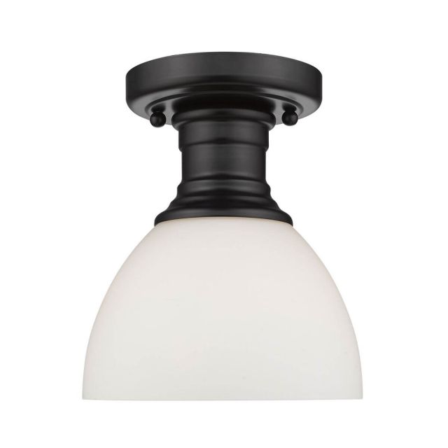 Golden Lighting 3118-SF BLK-OP Hines 1 Light 7 inch Semi Flush Mount in Matte Black with Opal Glass