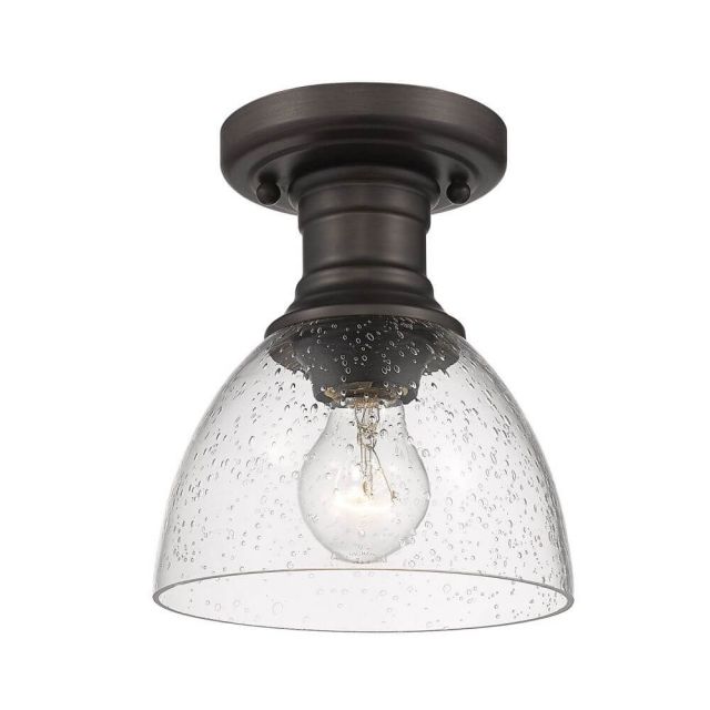 Golden Lighting Hines 1 Light 7 inch Semi-Flush Mount in Rubbed Bronze with Seeded Glass 3118-SF RBZ-SD