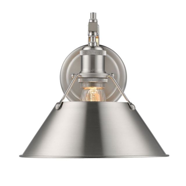 Golden Lighting 3306-1W PW-PW Orwell 1 Light 10 Inch Tall Wall Sconce In Pewter With Pewter Shade