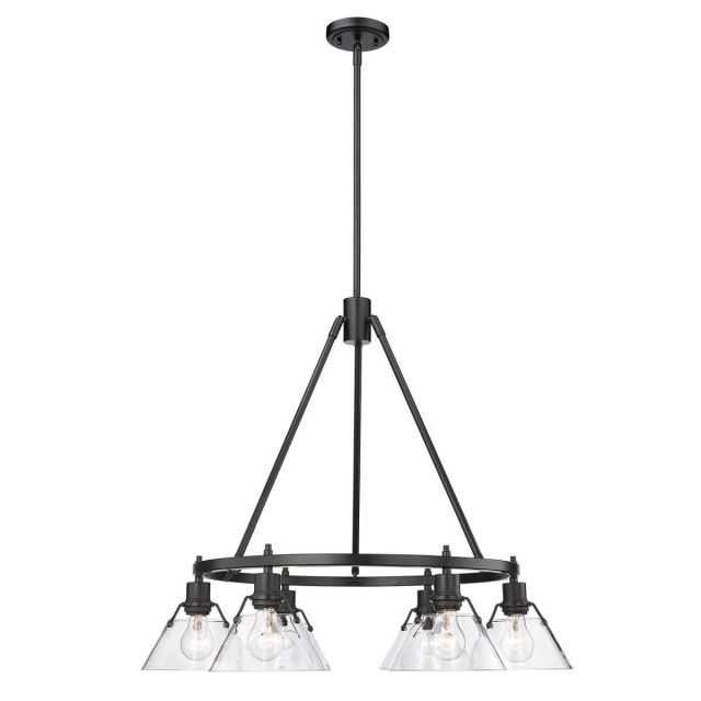 Golden Lighting 3306-6 BLK-CLR Orwell 6 Light 29 inch Chandelier in Matte Black with Clear Glass Shade