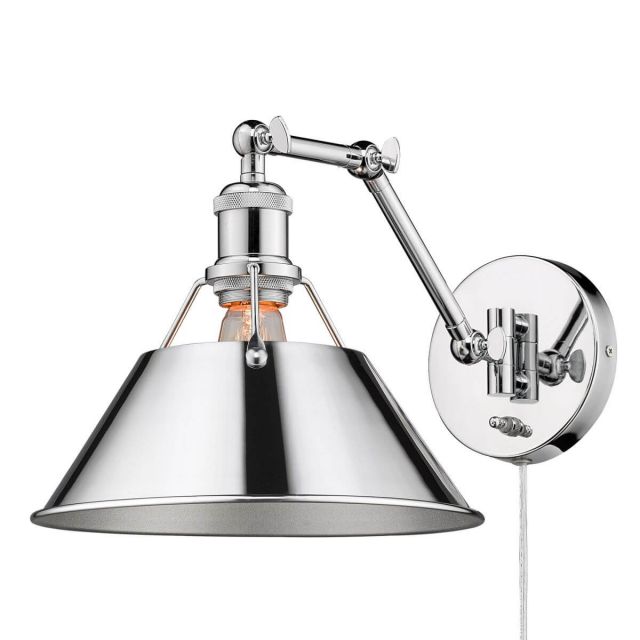 Golden Lighting 3306-A1W CH-CH Orwell 1 Light 9 Inch Tall Articulating Wall Sconce in Chrome with Chrome Shade