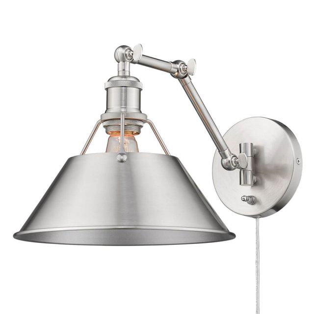 Golden Lighting Orwell 1 Light 9 Inch Tall Articulating Wall Sconce in Pewter with Pewter Shade 3306-A1W PW-PW