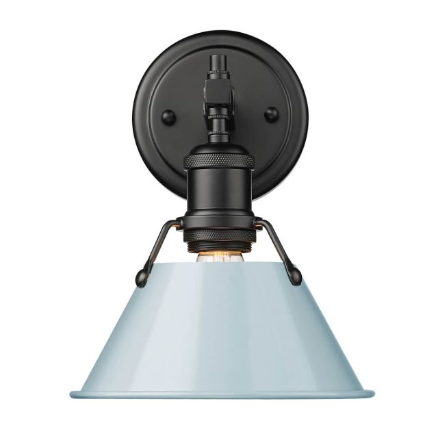 Golden Lighting 3306-BA1 BLK-SF Orwell 1 Light 10 inch Tall Wall Sconce in Matte Black with Seafoam Shade