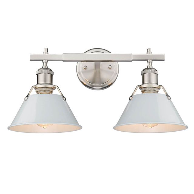 Golden Lighting 3306-BA2 PW-DB Orwell 2 Light 18 inch Bath Vanity Light in Pewter with Dusky Blue Shade