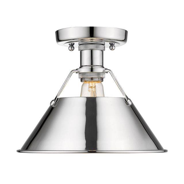 Golden Lighting Orwell CH 1 Light 10 Inch Flush Mount in Chrome with Chrome Shade 3306-FM CH-CH