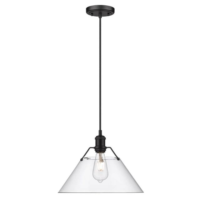 Golden Lighting 3306-L BLK-CLR Orwell 1 Light 14 inch Pendant in Matte Black with Clear Glass