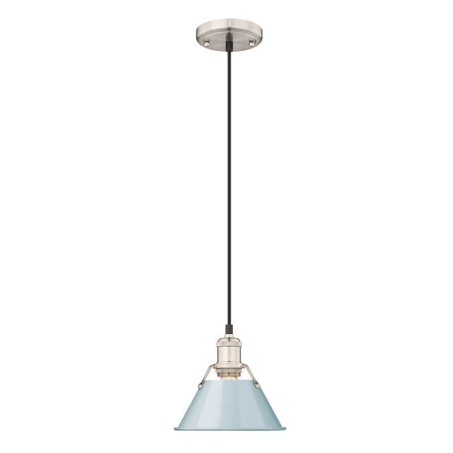 Golden Lighting 3306-S PW-SF Orwell 1 Light 8 inch Mini Pendant in Pewter with Seafoam Shade