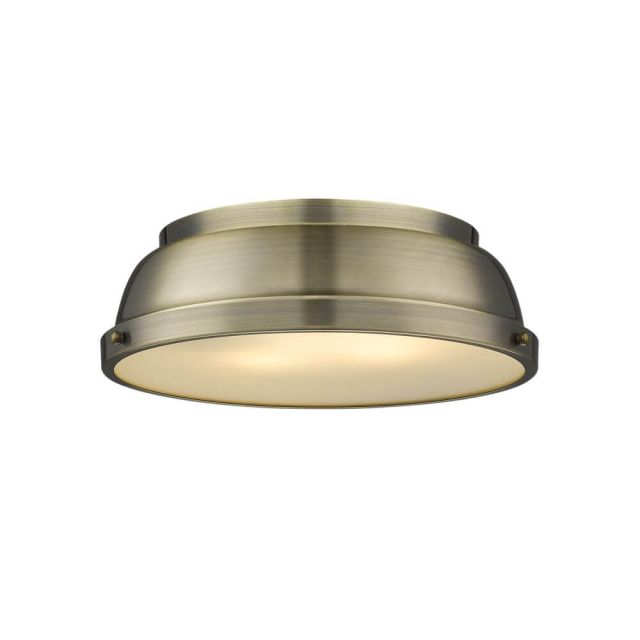 Golden Lighting Duncan 14 Inch Flush Mount In Aged Brass With Aged Brass Shade - 3602-14 AB-AB
