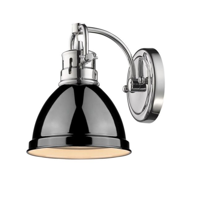 Golden Lighting Duncan 1 Light 7 inch Bath Vanity In Chrome with Black Shade 3602-BA1 CH-BK