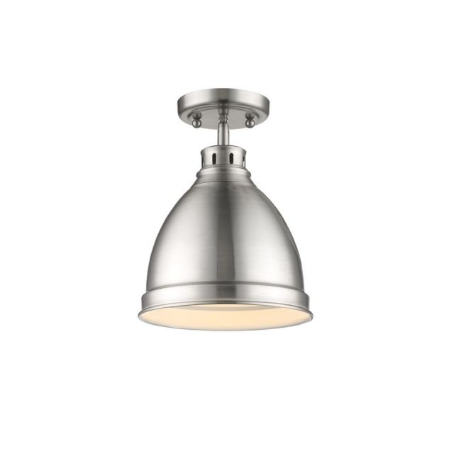 Golden Lighting Duncan 9 Inch Flush Mount In Pewter with Pewter Shade 3602-FM PW-PW