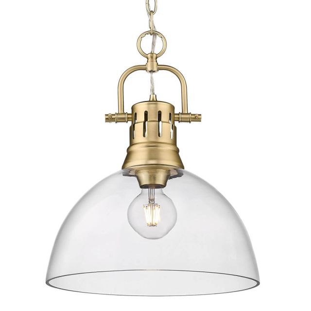 Golden Lighting 3602-L BCB-CLR Duncan 1 Light 14 inch Pendant in Brushed Champagne Bronze with Clear Glass Shade