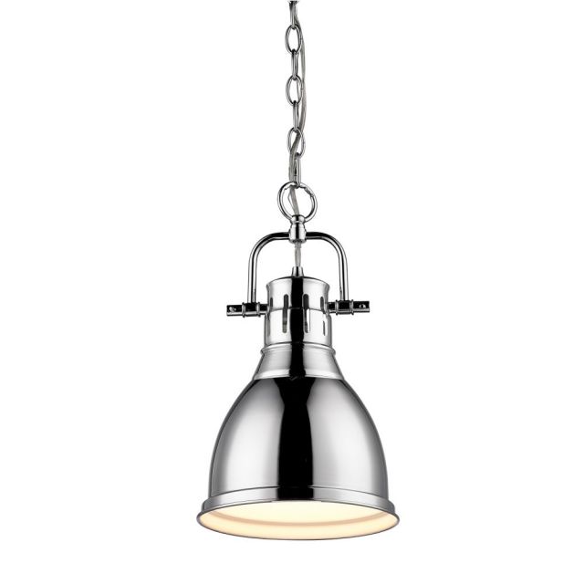 Golden Lighting 3602-S CH-CH Duncan 9 Inch Pendant with Chain In Chrome with Chrome Shade