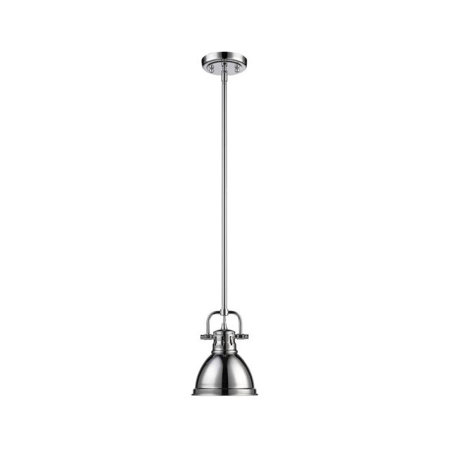 Golden Lighting Duncan 1 Light 7 inch Mini Pendant in Chrome with Chrome Shade 3604-M1L CH-CH