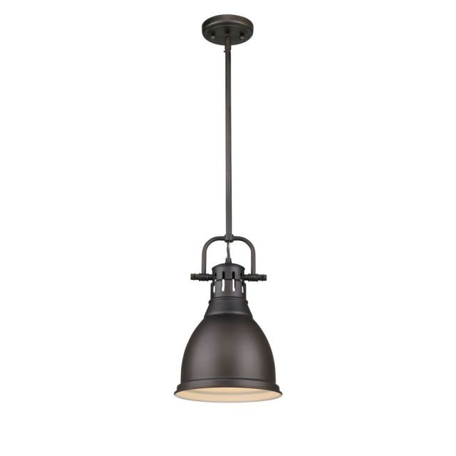 Golden Lighting 3604-S RBZ-RBZ Duncan 9 Inch Pendant with Rod In Rubbed Bronze with Rubbed Bronze