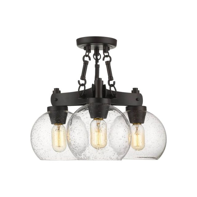 Golden Lighting Galveston 3 Light 18 inch Convertible Semi Flush Mount in Rubbed Bronze with Seeded Glass 4855-SF RBZ-SD