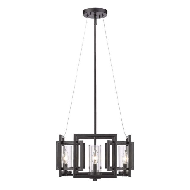 Golden Lighting 6068-4P BLK Marco 4 Light 16 inch Pendant in Matte Black with Clear Glass Shades