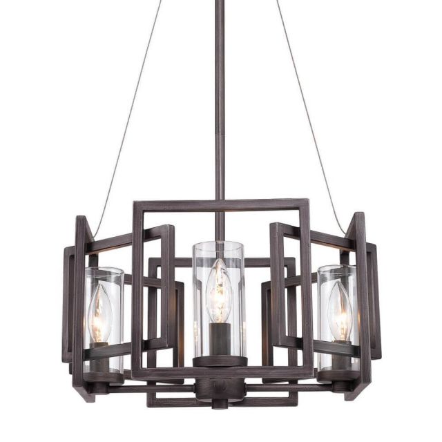 Golden Lighting 6068-4P GMT Marco 4 Light 16 Inch Pendant in Gunmetal Bronze with Clear Glass