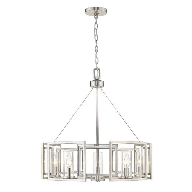 Golden Lighting 6068-5 PW Marco 5 Light 25 Inch Chandelier in Pewter with Clear Glass