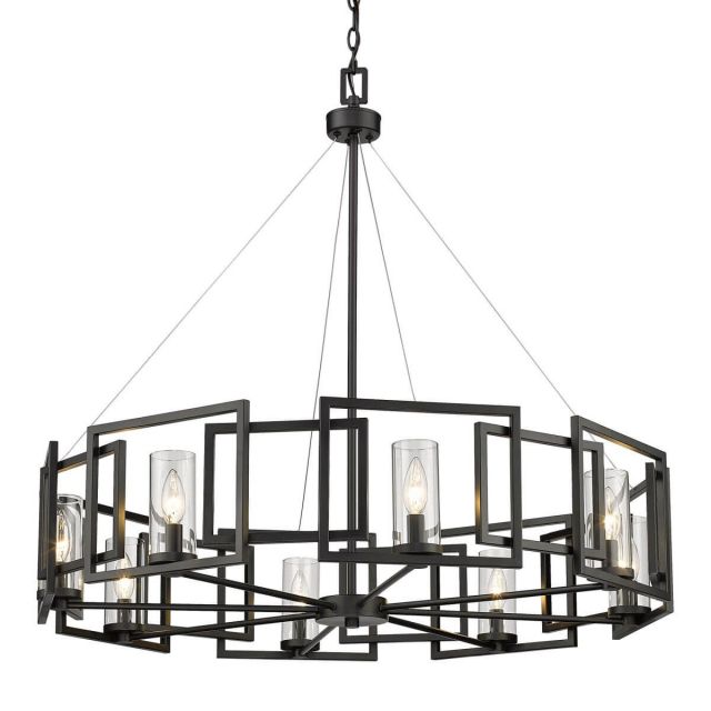 Golden Lighting 6068-8 BLK Marco 8 Light 36 Inch Chandelier in Matte Black with Clear Glass