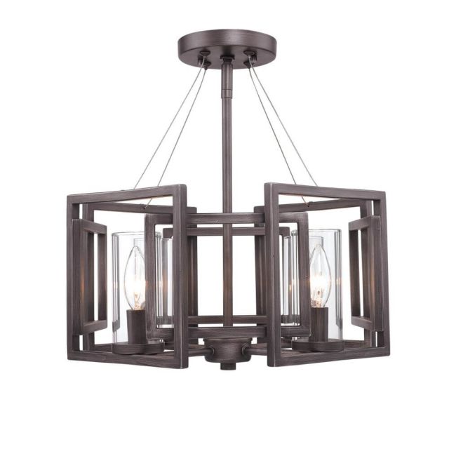 Golden Lighting 6068-SF GMT Marco 16 Inch Semi-Flush Mount In Gunmetal Bronze with Clear Glass