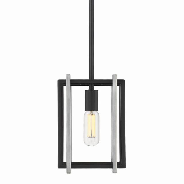 Golden Lighting 6070-M1L BLK-PW Tribeca 7 inch Pendant in Black with Pewter Accents