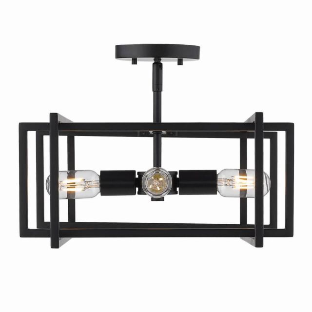 Golden Lighting 6070-SF BLK-BLK Tribeca 16 Inch Semi-flush in Black with Black Accents