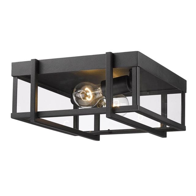 Golden Lighting Tribeca 2 Light 13 inch Outdoor Flush Mount in Natural Black with Clear Glass 6071-OFM NB-CLR