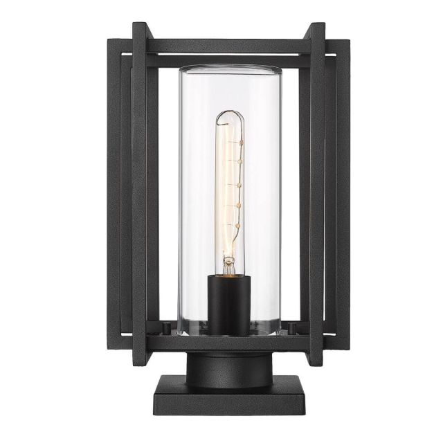 Golden Lighting 6071-OPR NB-CLR Tribeca 1 Light 14 inch Tall Outdoor Pier Mount in Natural Black with Clear Glass Shade