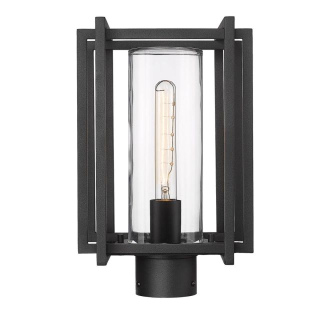Golden Lighting Tribeca 1 Light 14 inch Tall Outdoor Post Mount in Natural Black with Clear Glass Shade 6071-OPST NB-CLR