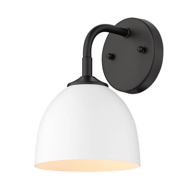 Golden Lighting 6956-1W BLK-WHT Zoey 1 Light 10 inch Tall Wall Sconce in Matte Black
