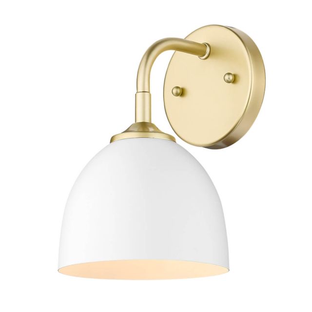 Golden Lighting 6956-1W OG-WHT Zoey 1 Light 10 inch Tall Wall Sconce in Olympic Gold