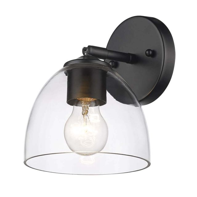 Golden Lighting Roxie 1 Light 8 inch Tall Wall Sconce in Matte Black with Clear Glass 6958-1W BLK-BLK-CLR
