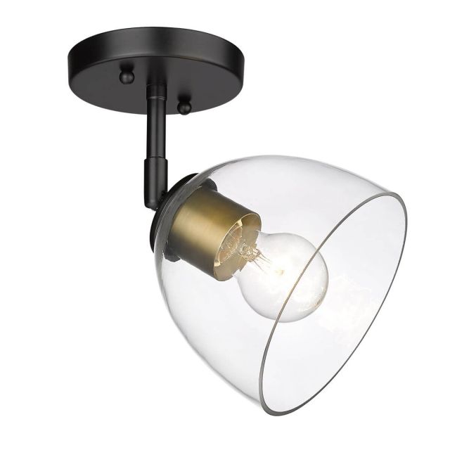 Golden Lighting Roxie 1 Light 6 inch Semi-Flush Mount in Matte Black with Clear Glass 6958-SF BLK-BCB-CLR
